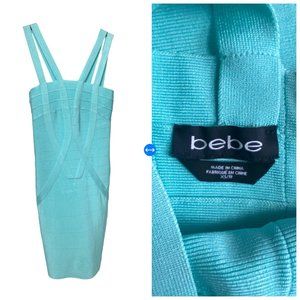 BeBe Turquoise Spandex Stretchy Bandage Bodycon Dress Size XS #03